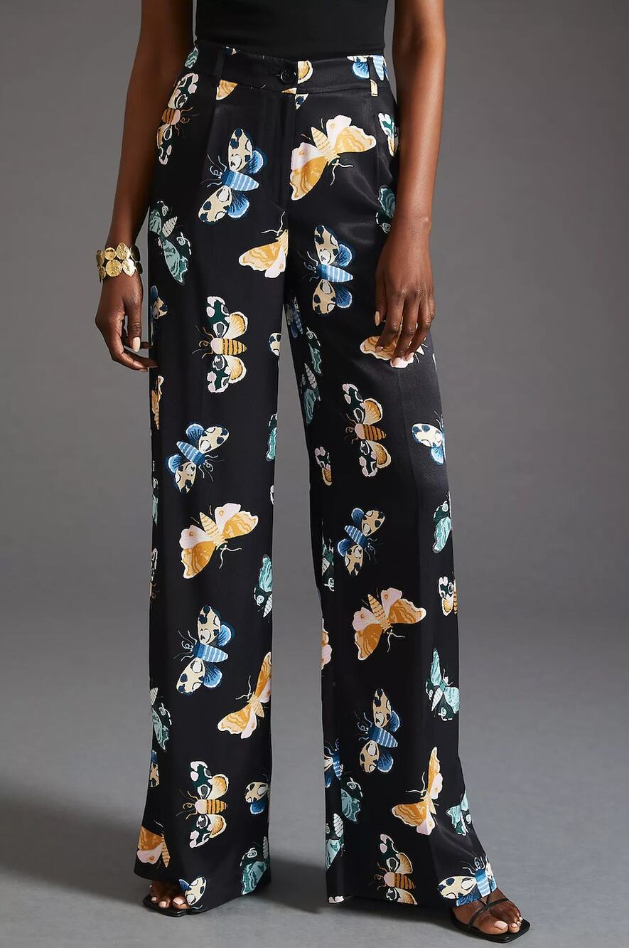 Maeve x Sarah Gordon Anthropologie Butterfly Printed Wide Leg Pants Size 0